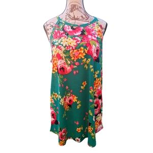 BomBom Floral Sleeveless Top - Green and Pink